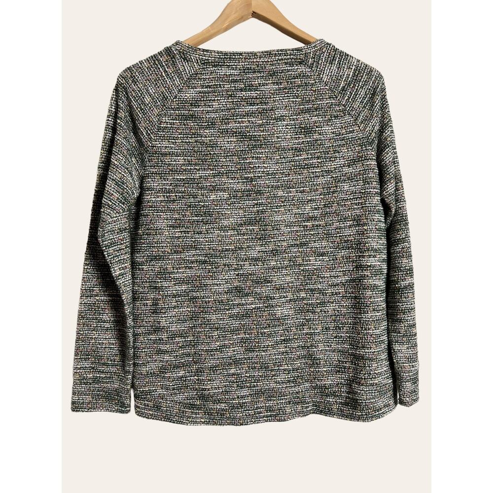LOFT Boucle Multicolor Green Crewneck Long Sleeve Pullover Sweater Size Small - Picture 4 of 7